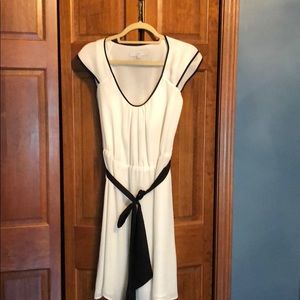 White dress with black trim